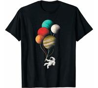 Astronaut with A Jupiter Balloon T-Shirt Solar System Planets Space Unisex Shirt Men's Male Black 3XL