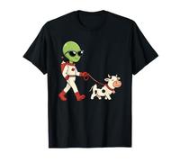 Astronauta Alieno Che Porta A Spasso Una Mucca Divertente Maglietta