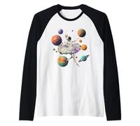 Astronauta Ballerina Danza nello Spazio Pianeti Bambini Donne Ragazza Maglia con Maniche Raglan