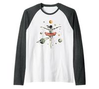Astronauta Ballerina Danza nello Spazio Pianeti Bambini Donne Ragazza Maglia con Maniche Raglan