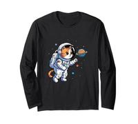 Astronauta Cat Space Explorer Cute Minimal Graphic Maglia a Manica