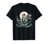 Astronauta Cavalcando T-Rex Dinosauro Spazio Luna Galassia Uomini Donne Maglietta