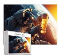 Astronauta che beve birra nello spazio, puzzle da 1000 pezzi per adulti sfondo terra arte puzzle impegnativo giochi di attività familiari colorati fai da te puzzle per decorazioni per la casa regali