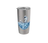 Astronauta che cammina cane sulla luna Space Dogs Lover Bicchiere termico in acciaio inox doppia parete