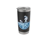 Astronauta che cammina cane sulla luna Space Dogs Lover Bicchiere termico in acciaio inox doppia parete