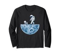 Astronauta Che Cammina Cane sulla Luna Space Dogs Lover Maglia a Manica