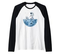 Astronauta Che Cammina Cane sulla Luna Space Dogs Lover Maglia con Maniche Raglan