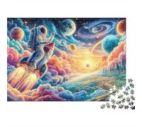 Astronauta che galleggia in un colorato puzzle cosmico da 1000 pezzi, balena cosmica nella galassia per giochi educativi per adulti, bellissima decorazione, compleanno maschile e femminile, 52x38 cm