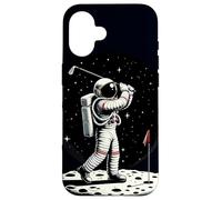 Astronauta che gioca a golf sulla luna spaziale Custodia per iPhone 16