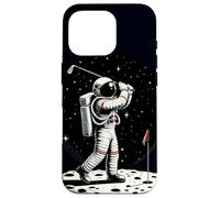 Astronauta che gioca a golf sulla luna spaziale Custodia per iPhone 16 Pro