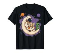 Astronauta Che Legge Alien Moon Cosmic Tales Space Art Maglietta