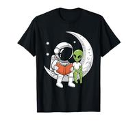 Astronauta che legge il libro agli alieni Luna Spazio Donne Maglietta