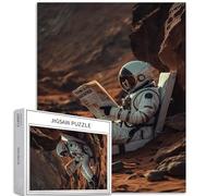 Astronauta che legge un giornale su Marte Puzzle da 1000 pezzi per adulti Spazio arte a tema puzzle impegnativo giochi di attività familiari colorato fai da te puzzle per regali di decorazione
