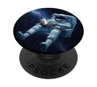 Astronauta che legge un libro nello spazio PopSockets PopGrip Adesivo