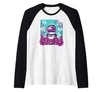 Astronauta con Fiori Fun Space Meme Maglia con Maniche Raglan
