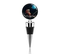 Astronauta Crashed on The Moon Tappo per vino riutilizzabile Freschezza del vino Mantenere a prova di perdite Tappo per bottiglia per bevande Sigillante decorativo in lega di zinco Risparmio per vino