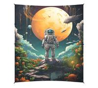 Astronauta Dello Spazio Opera D'arte Ad Acquerello Tenda da Spiaggia Facile da Montare,Parasole per Campeggio con Sacchi di Sabbia,Palette e Picchetti Ideale per Picnic