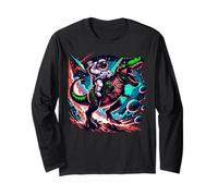 Astronauta Dinosaur T-Rex Cosmic Space Graphic Maglia a Manica