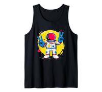 Astronauta Double Peace Sign Retro Pop Graphic Space Suit Canotta