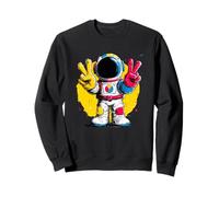 Astronauta Double Peace Sign Retro Pop Graphic Space Suit Felpa