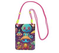 Astronauta e Alien Stampa Elegante Telefono Crossbody Bag Corsa Escursionismo Bicicletta Festival Uso quotidiano Portafoglio, Fucsia, Taglia unica