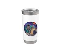 Astronauta e Gatto Spazio di Gioco Divertente Luna Video Gamer Proprietario Bicchiere termico in acciaio inox doppia parete