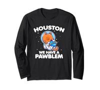 Astronauta Gatto Houston Abbiamo Un Pawblem Divertente Spazio Gioco di Parole Maglia a Manica