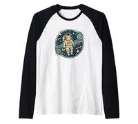 Astronauta Gatto nello Spazio Design per Gli Amanti degli Animali Domestici Maglia con Maniche Raglan