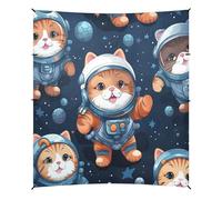 Astronauta Gatto Spaziale Tenda da Spiaggia Facile da Montare,Parasole per Campeggio con Sacchi di Sabbia,Palette e Picchetti Ideale per Picnic