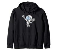 Astronauta Gioca A Badminton con Racchetta Volano Birdie Felpa con Cappuccio