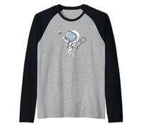 Astronauta Gioca A Badminton con Racchetta Volano Birdie Maglia con Maniche Raglan
