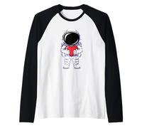 Astronauta Holding Cuore Simbolo Spazio Maglia con Maniche Raglan