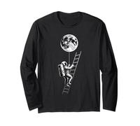 Astronauta Holding Earth Balloon Black And White Space Art Maglia a Manica