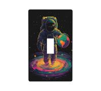 Astronauta Holding The Planet Earth Light Switch Cover Decorativo Singolo Toggle 1 Gang Piastra da Parete per Cucina Agriturismo Camera Da Letto Bagno Arte Decor