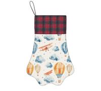 Astronauta in Surreal Space Cosmic Christmas Personlized Dog Claw Decorative Stockings, Adventure Hot Balloon and Airplane