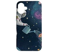 Astronauta Irrigazione Fiori nello Spazio Esterno Custodia per iPhone 16 Plus