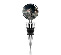 Astronauta Landing on The Moon Tappi per vino decorativi a prova di perdite Tappi per bottiglie di vino riutilizzabili eleganti tappi per vino tappi per vino per regali, bar, feste di vacanza