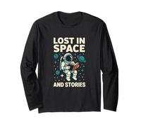 Astronauta Lettura Libro Citazione Divertente Amante dello Spazio Maglia a Manica