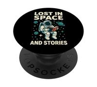 Astronauta Lettura Libro Citazione Divertente Amante dello Spazio PopSockets PopGrip Adesivo