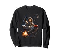 Astronauta Monkey Rocket Funny Space Explorer Retro Fantascienza Felpa
