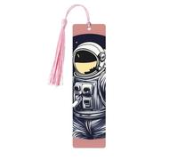 Astronauta On The Moon 1 Set di segnalibri in legno con nappe, 5 pezzi unici per lo studio, regali per lettori