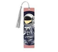 Astronauta On The Moon 1 Set di segnalibri in legno con nappe, 5 pezzi unici per lo studio, regali per lettori