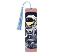 Astronauta On The Moon 1 Set di segnalibri in legno con nappe, 5 pezzi unici per lo studio, regali per lettori