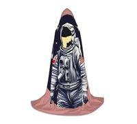 Astronauta On The Moon 1 Stampa Mantello Medievale Con Cappuccio Con Cappuccio Mantello Rinascimentale Adulto Halloween Cosplay Robe Costume Mago, nero, Large