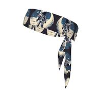 Astronauta on The Moon Sport Cravatte Unisex Tie Back Allenamento Fascia per capelli Fasce per il sudore per Tennis Ninja Running