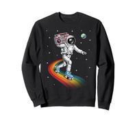 Astronauta Pattinaggio a rotelle Retro Vintage Musica Party Felpa