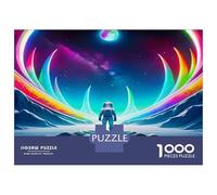 Astronauta Puzzle da Assemblare Fai da Te Carta Premium Astronauta sotto l'Arco dell'Aurora Cosmica Stimolante Mentale Regalo per Calza di Natale 52x38cm/1000pezzi