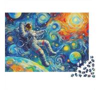 Astronauta puzzle relax da 1000 pezzi per adulti, astronauta che fluttua in spazio stile notte stellata, spesso resistente alta qualità stimolante antistress, 38x26cm/1000pz