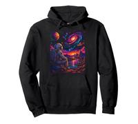Astronauta retrò Paesaggio cosmico Arte Stile Vintage Felpa con Cappuccio