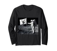 Astronauta Rock On Skeleton, Moon Landing Funny Rock'N Roll Maglia a Manica